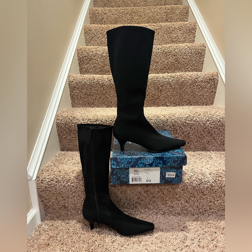 Impo Stretch Elisa Lycra Black Knee-High Boots